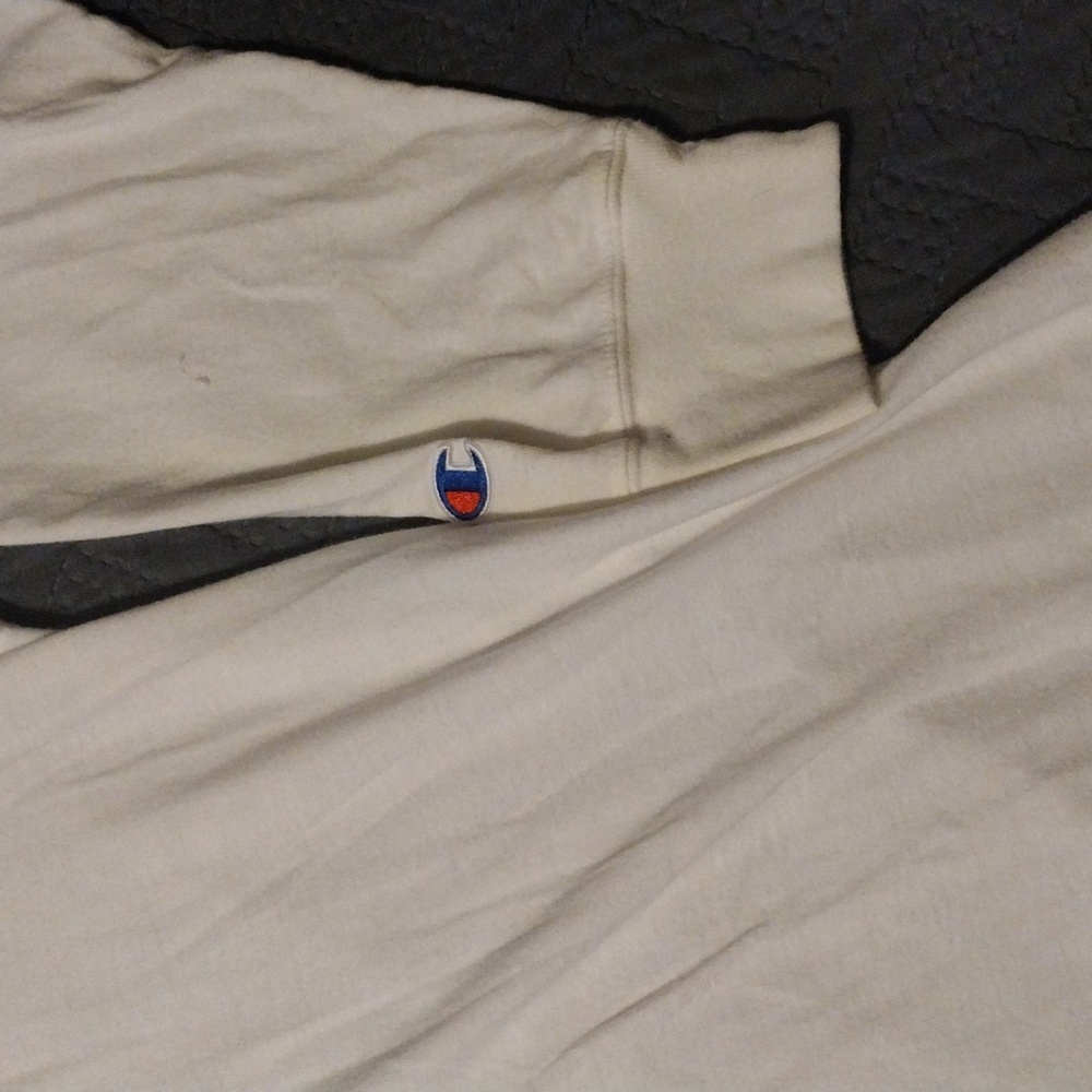 Champion White Long Sleeve Tee with Blue and Red Logo - Picture 4 of 5